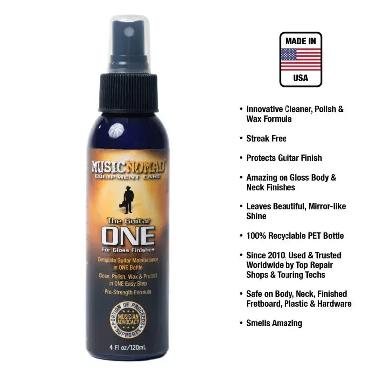 Music Nomad - The Guitar ONE – All in 1 Cleaner, Polish, Wax for Gloss Finishes